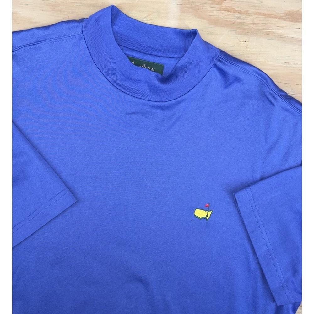 Vintage Amen Corner Masters Mock Neck Shirt Mens Large Blue 90's Y2K